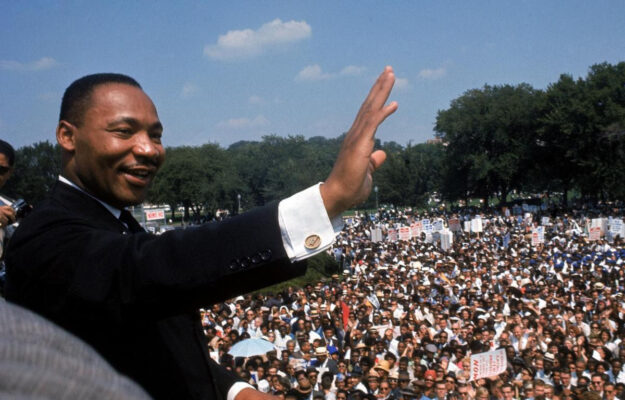 Martin Luther King, Jr. addresses a crowd.