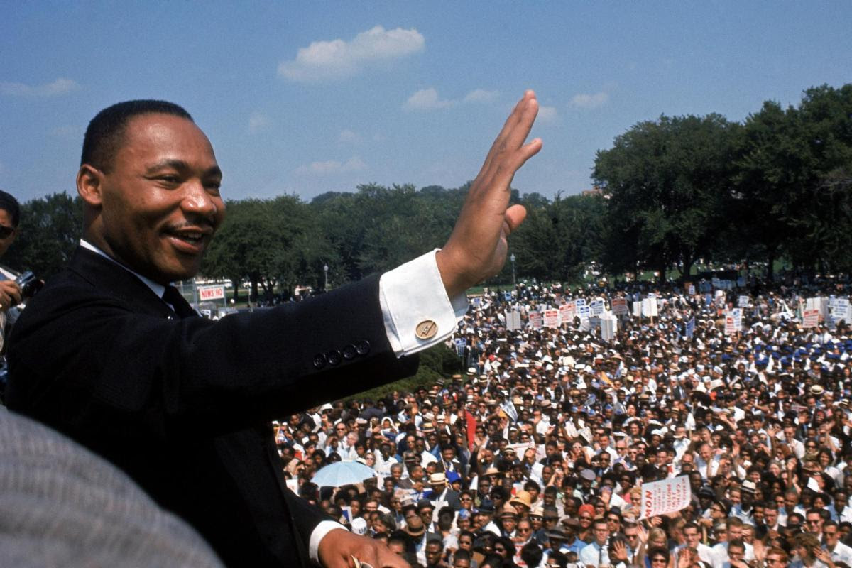 Martin Luther King, Jr. addresses a crowd.